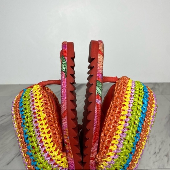 Farm Rio Toucans Crochet Multicolor Puffy Flip Flop 6 - Picture 6 of 13